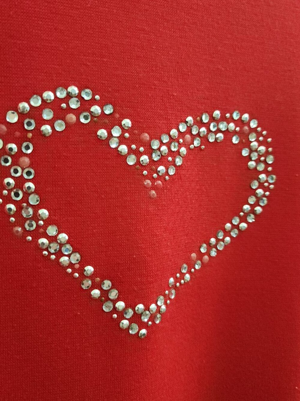 Avenue Y2K Rhinestone Heart Tee Women's Plus Size 30/32 Red Bling Top - Picture 4 of 11